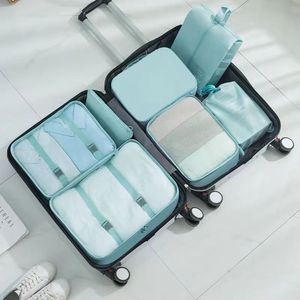 Juego de Organizadores de Viaje de 7 Piezas, Bolsa de Almacenamiento Portátil para Viajes de Ocio, Color Azul Lago, Ligero, Unisex - Product Image 2