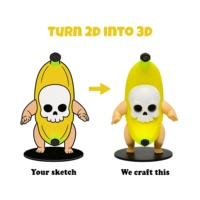 Figura de Calavera de Plátano Personalizada en 2D a 3D, Juguete de Arte y Manualidades, Estatua de Diseñador, Escultura Coleccionable, Crea Tu Propia Figura de Vinilo