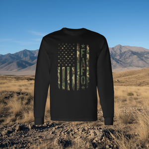 T-shirt a maniche lunghe Fafo Camo Flag in stile militare con design della bandiera americana - Product Image 3