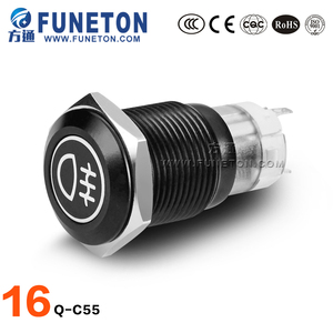 16Mm Màu Đen Kim Loại Cơ Thể 12V 24V 36V LED Tự Làm Biến Đổi Xe Ô Tô Xe Máy Sương Mù Ánh Sáng Đẩy Nút Chuyển Đổi - Product Image 2