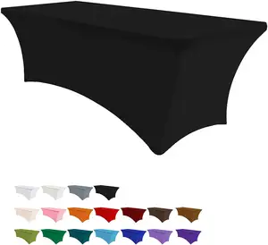 Wedding Party Patio Spandex Table Covers Stretch Tablecloths Rectangular Spandex Table Cover 6 Ft For Event