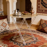 Meubles de salon saoudiens modernes, ensemble de 4 pièces, table basse pliable et portable en acrylique avec support de rangement, style moyen-oriental