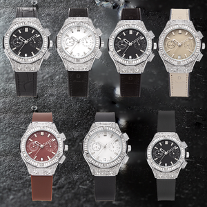 Montre de luxe à deux yeux avec Logo personnalisable, bracelet en cuir étanche <span class=keywords><strong>24</strong></span> heures pour hommes, montre diamant - Product Image 6