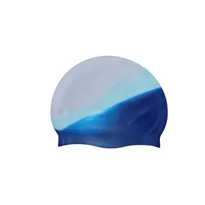 Grosir topi renang silikon hitam kustom pelindung rambut lateks cetak desain warna-warni Logo pribadi tahan lama pria