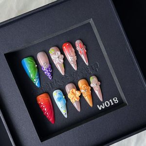 Хит продаж, готические накладки ручной работы в стиле панк-рок для ногтей, черные, красные, пресс-материалы, прижимные пальцы, искусственные ногти - Product Image 3