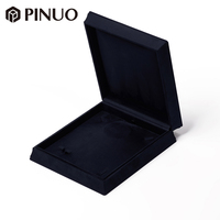 Boîte à bijoux magnétique personnalisée PINUO en velours noir, ensemble de trois pièces pour collier, bague, bracelet, avec plateau et étui de rangement