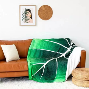 2023 Zhejiang Custom Name Fall Roll fles Cute Character Green Thick Heavy Sublimation Trow Leaf Blanket - Product Image 5