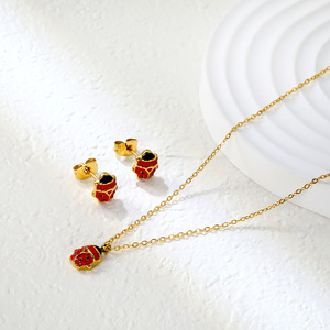 Conjunto de Joyería Ladybug, Collar, Aretes y Pulsera de Acero Inoxidable, Regalo para Mujer, Diseño de Insecto a la Moda - Product Image 3