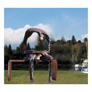 Diseño al aire libre Persona <span class=keywords><strong>triste</strong></span> Cobre Bronce Hombre Metal Decoración abstracta Escultura - Product Image 1
