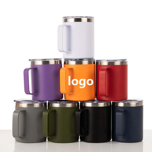 Bán buôn 12oz 14oz leakproof đôi tường thép không gỉ chân không nhiệt cách điện cà phê du lịch Mug Coffe cup với nắp xử lý - Product Image 5