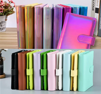 A6 Mini cuir PU reliure à 6 anneaux beaux autocollants et pages intérieures pour l'école et l'organisation de la collection Option budgétaire