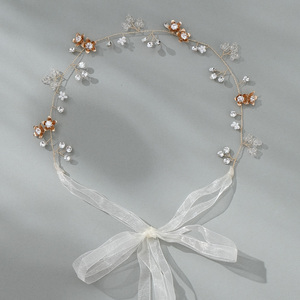 Vignes de cheveux de mariée perles de cristal fleur accessoires de cheveux de mariage diadème casque pour demoiselle d'honneur première <span class=keywords><strong>Communion</strong></span> - Product Image 3