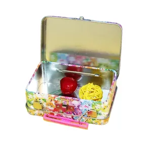 热!食品级小型防幼糖果糖果锡罐带手柄和锁的矩形容器盒