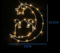 Guirlande lumineuse LED RUIYI Eid Mubarak, lumière chaude, étanche, en fer forgé, lune, étoile, château, piles AA, intérieur/extérieur, Ramadan