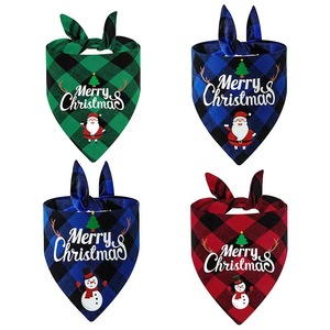 Yisi Christmas Pet Triangular Bib Printed Lattice Dog Cat Scarf Winter <b>Neck</b> <b>Warmer</b> - Product Image 2