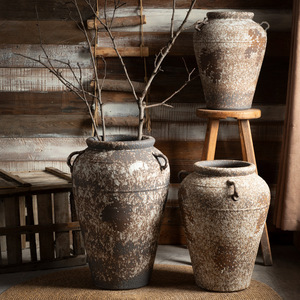 <span class=keywords><strong>Vase</strong></span> en céramique rétro <span class=keywords><strong>chinois</strong></span>, ornement, décoration de salon, dispositif d'arrangement floral au sol, pot en poterie grossière <span class=keywords><strong>ancien</strong></span> et <span class=keywords><strong>grand</strong></span>, pot à fleurs - Product Image 3
