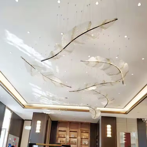 New Design Villa Engineering Custom <b>Lighting</b> Hotel Lobby Feather Leaf Glass Led Luxury Chandeliers - Product Image 3