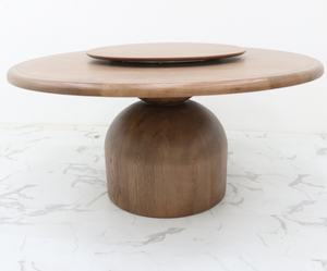 <span class=keywords><strong>Table</strong></span> à manger avec plateau en bois massif rotatif, finition noyer, fournie par l'usine - Product Image 3