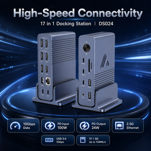 Base de Conexión DisplayLink USB C para Cuatro Monitores, 8K 30Hz, Doble HDMI, Doble DP, 17 en 1, Hub Tipo C, Ethernet 2.5G para MacBook M1 M2 M3 - Product Image 1