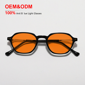 กรอบแว่นตา TR90 สีเหลือง แฟชั่น เลนส์สีส้ม รับผลิตตามสั่ง ขายส่ง คลาสสิก ยูนิเซ็กซ์ ป้องกันแสงสีฟ้า กรองแสงคอมพิวเตอร์ รุ่นไดมอนด์ - Product Image 1