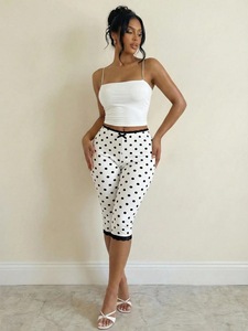 Nuevos Pantalones Capri Ajustados de Cintura Alta con Estampado de <span class=keywords><strong>Lunares</strong></span> Elásticos de Moda de Verano - Product Image 5