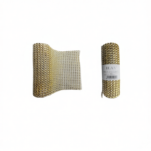 Pannello in Rete Lucida Ilan 4mm 11.8x70cm Tessuto Metallico Dorato - Product Image 1