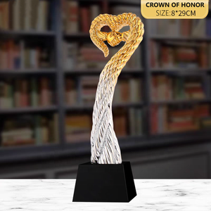 Fabricante JN, trofeos de premios de corona de resina en blanco, trofeo de corona de cristal chapado en oro - Product Image 6