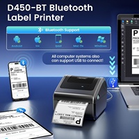 Imprimante d'étiquettes d'expédition thermiques OEM/ODM 4x6 D450BT, imprimante de codes-barres sans fil pour la logistique des plateformes e-commerce (CE/FCC)