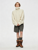 Pull-over en cachemire 100% personnalisé, col haut, tricoté, couleur unie, chaud, pour femme