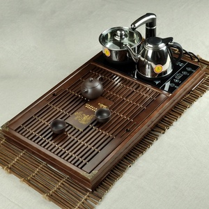 Offre Spéciale : Ensemble de Thé Kung Fu Intégré avec Drainage Optimal, Table à Thé en Bois et Plateau en Céramique - Product Image 4