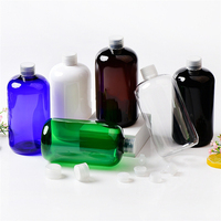 IBELONG Botellas de PET de 500 ml, Cortas y Gruesas, en Azul, Blanco, Ámbar, Transparente, Negro y Verde, para Lociones y Aceites Cosméticos, con Tapa de Rosca, de Fabricación Propia