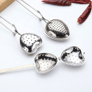 Custom Cheap Shell Heart Gold Plated Metal Stainless Steel Loose Leaf Mesh <b>Tea</b> Ball <b>Tea</b> <b>Infuser</b> Strainer With Handle - Product Image 4