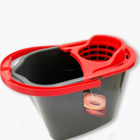 Seau de nettoyage de sol en plastique, avec essorage rapide, pour le nettoyage du sol avec poignée, de couleur argent, serpillière 15l
