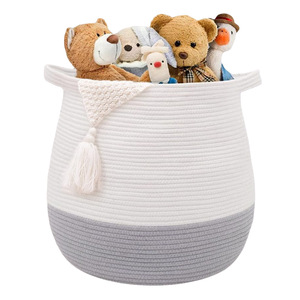 High Quality Laundry <b>Basket</b> Love Toy Clothes Cotton <b>Foldable</b> Hamper Rope Woven Storage <b>Basket</b> for Kid's Room - Product Image 4