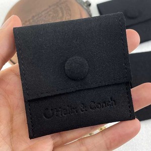 Custom logo Velvet Jewelry Display Pouch Microfiber Suede Flap <b>Envelope</b> Necklace Earring Jewelry Packaging Bag with Buttons - Product Image 5