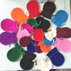 Sacs cadeaux en velours avec cordon de serrage 7*9 9*12cm, emballage pour bijoux, pochettes de mariage avec sachets pour bonbons et bracelets, possibilité d'imprimer un logo - Product Image 1