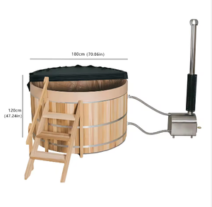 Hot Selling Outdoor Cedar Wood Hot Tub 4-6 Person Wood Fired Burning Stove Bathtub with Cover - Product Image 3