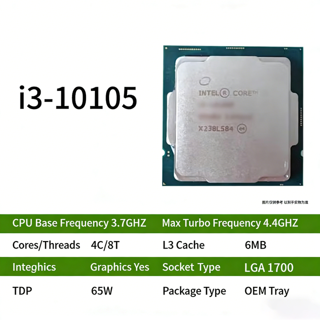 For Intel Core I3-10105 CPU 3.70GHz 4Cores 8 LGA1200 Threads Unit Desktop Computer No Need for a Separate Graphics Card