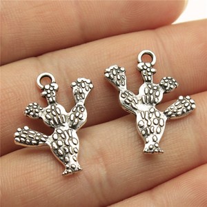 Colgante de <span class=keywords><strong>Cactus</strong></span> de Aleación de Zinc Plateado Antiguo para DIY, Suministro de Joyería del Desierto, Regalo Artesanal Hecho a Mano para Collares y Pulseras - Product Image 1