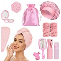 Kit Complet de Coiffure pour Femme : Bigoudis Sans Chaleur, Bonnet de Nuit en Satin, Masque pour les Yeux et Accessoires de Soin Personnel Multi-Pièces