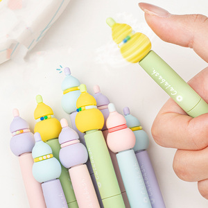 Stylo Gel Rotatif en Plastique 0,5 mm Mignon Kawaii, Design Gourde avec Encre Bleue Cristalline, Style Porte-Bonheur UV/Imprimé pour Étudiants - Product Image 3