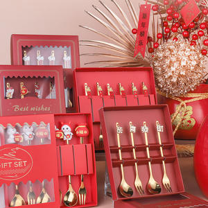 Nouvel an luxe cadeau de noël mignon argent couverts ensemble en acier inoxydable couverts ensemble dessin animé père noël or fourchette et cuillère ensemble - Product Image 5