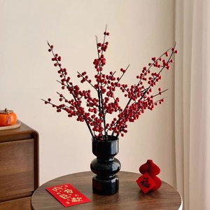 Vase en verre de style chinois avec motif de fruits de la fortune artificiels pour décorations de mariage et de maison neuve - Product Image 2