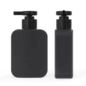 Flacone di lozione quadrato nero HDPE da 180ml e 6 once di lusso con pompa per lozione per flaconi di Shampoo in plastica alcolica