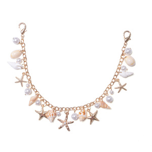 พวงกุญแจรูปตัวยูพร้อมโซ่ประดับปลาดาว หอยสังข์ ไข่มุก และโลหะผสมรูปสัตว์ทะเล สำหรับตกแต่งสไตล์วันหยุดพักผ่อนริมชายหาด - Product Image 5