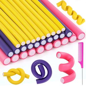 ขายตรงจากโรงงาน แกนม้วนผมแบบไม่ใช้ความร้อน ขนาด 24 ซม. อุปกรณ์ทำผม DIY แกนม้วนผมแบบยืดหยุ่น ทำจากฟองน้ำและยาง สำหรับใช้ในบ้าน - Product Image 1
