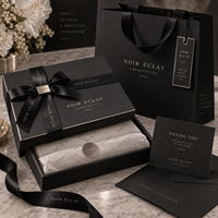 Boîte d'emballage rigide noire écologique personnalisée avec logo brillant de luxe pour parfum, bougie, vêtements, boucles d'oreilles, cadeau haut de gamme, ruban