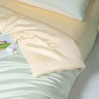 Parure de lit d'été en soie glacée lavée, sensation fraîche, quatre pièces, lavable en machine, pour lit simple et fin