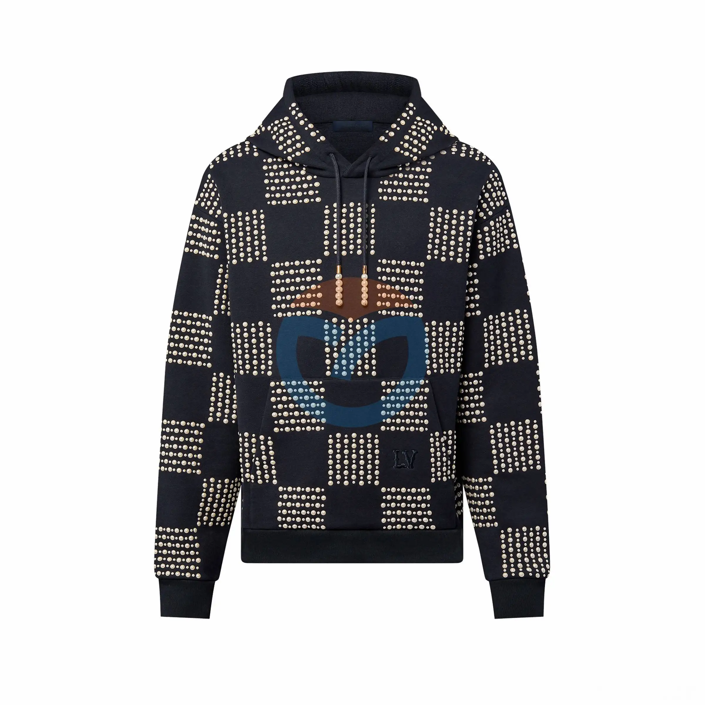 Sudadera con capucha ODM OEM con estampado de diamantes de imitación y logotipo gráfico Sudadera con capucha bordada de gran tamaño de algodón lavado con ácido para hombre