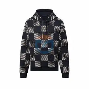 Odm Oem Custom Strass Print Grafische Logo Trui Capuchon Sweatshirt Zuur Gewassen Katoen Oversized Borduurwerk Hoodie Voor Mannen